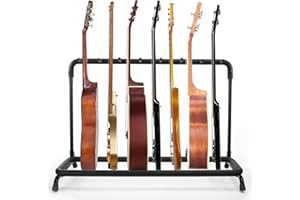 ATSGKE Multi Guitar Stand, 7 Holder Guitar Rack, Folding Guitar Stand,Guitar Rack for Multiple Guitars for Acoustic, Electric, Bass Guitar & Guitar Bag/Case, Black (7 Holder)