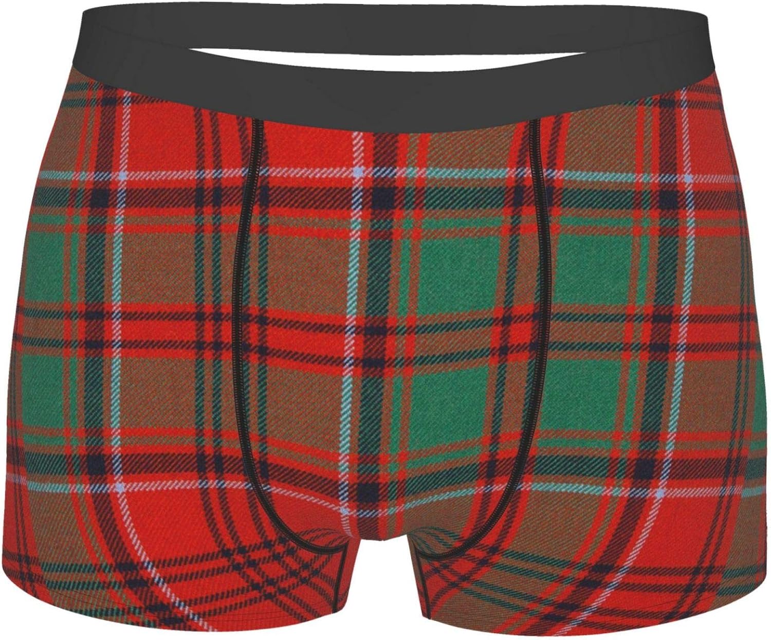 Men'S Boxer Briefs Red Green Plaid Cotton Sport Underwear Short Pants S