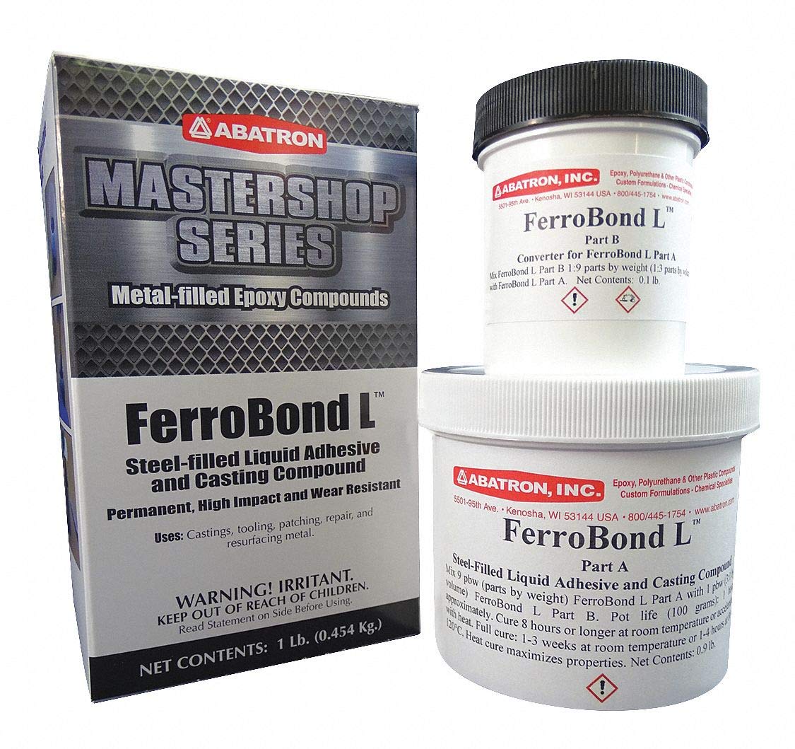 AbatronFerrobond L Metal Repair Kit - Steel - Filled - Metal Epoxy - Metal Repair Putty and Structural Adhesive - Gray