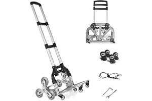 FUVLFAL Stair Climbing Cart, Folding Hand Truck Dolly Cart, Grocery Shopping Cart with Mute Wheels, 180lbs Weight Capacity Aluminum Hand Truck for Luggage, Travel