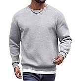 COOFANDY Men's Fleece Crewneck Sweatshirt Cotton Long Sleeve Pullover Casual Thermal Shirts