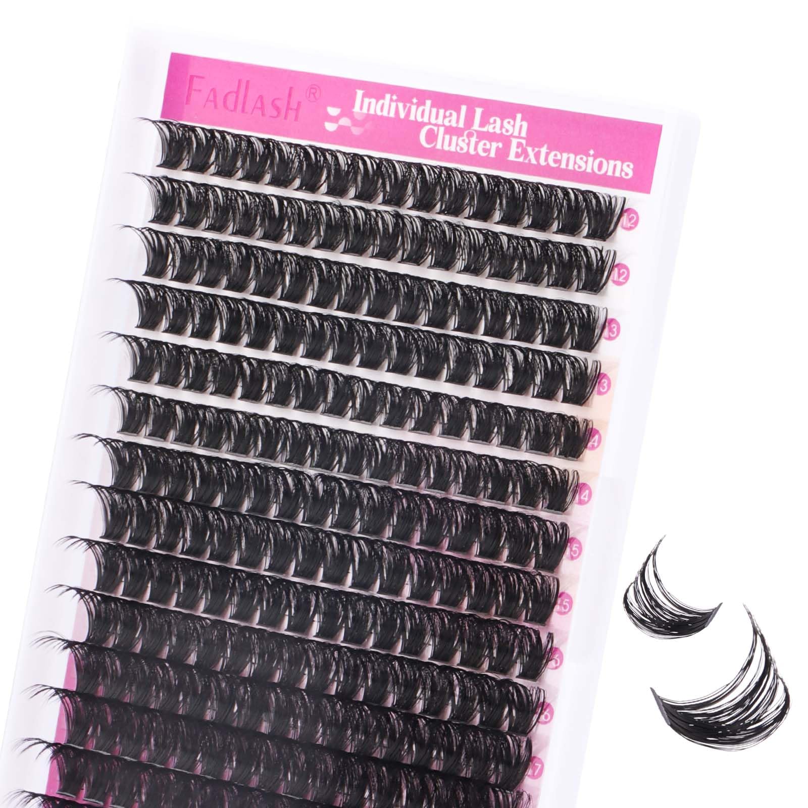 FADLASH 100pcs 0.07mm D Curl 12-18mm 100D Wispy Reusable Soft Fluffy Cluster Lashes DIY Eyelash Extensions — image 1