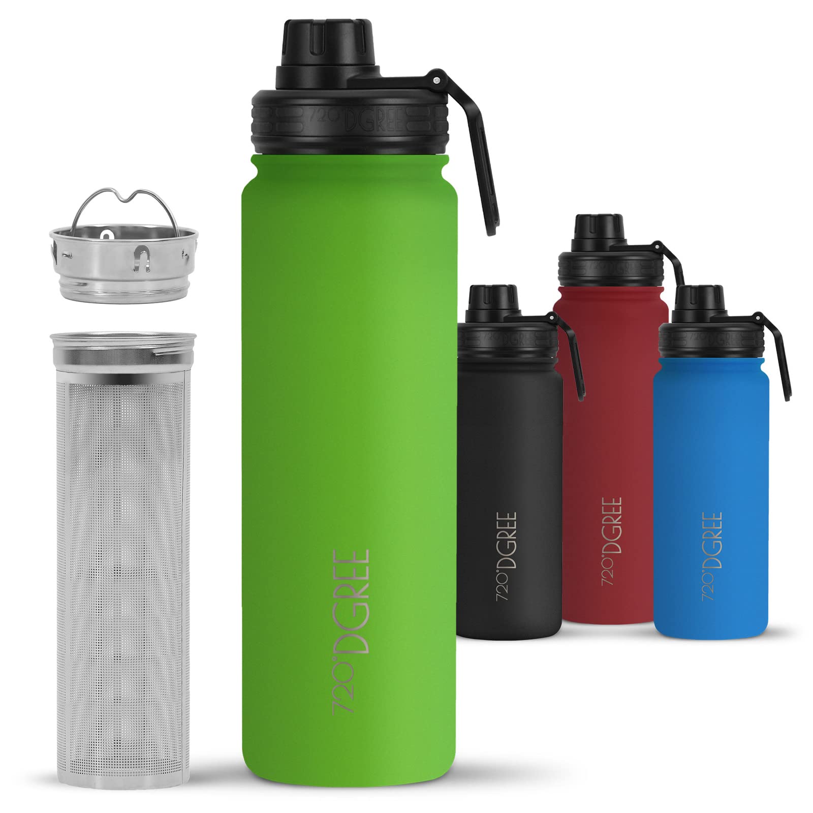 720°DGREE Vaccum Insulated Water Bottle + Infuser “noLimit“ - 710ml - Leakproof, BPA-Free, Thermo Stainless Steel Flask - Carbonated Drinks, Sports, School, Travel, Hiking, Outdoor +Sports-Cap