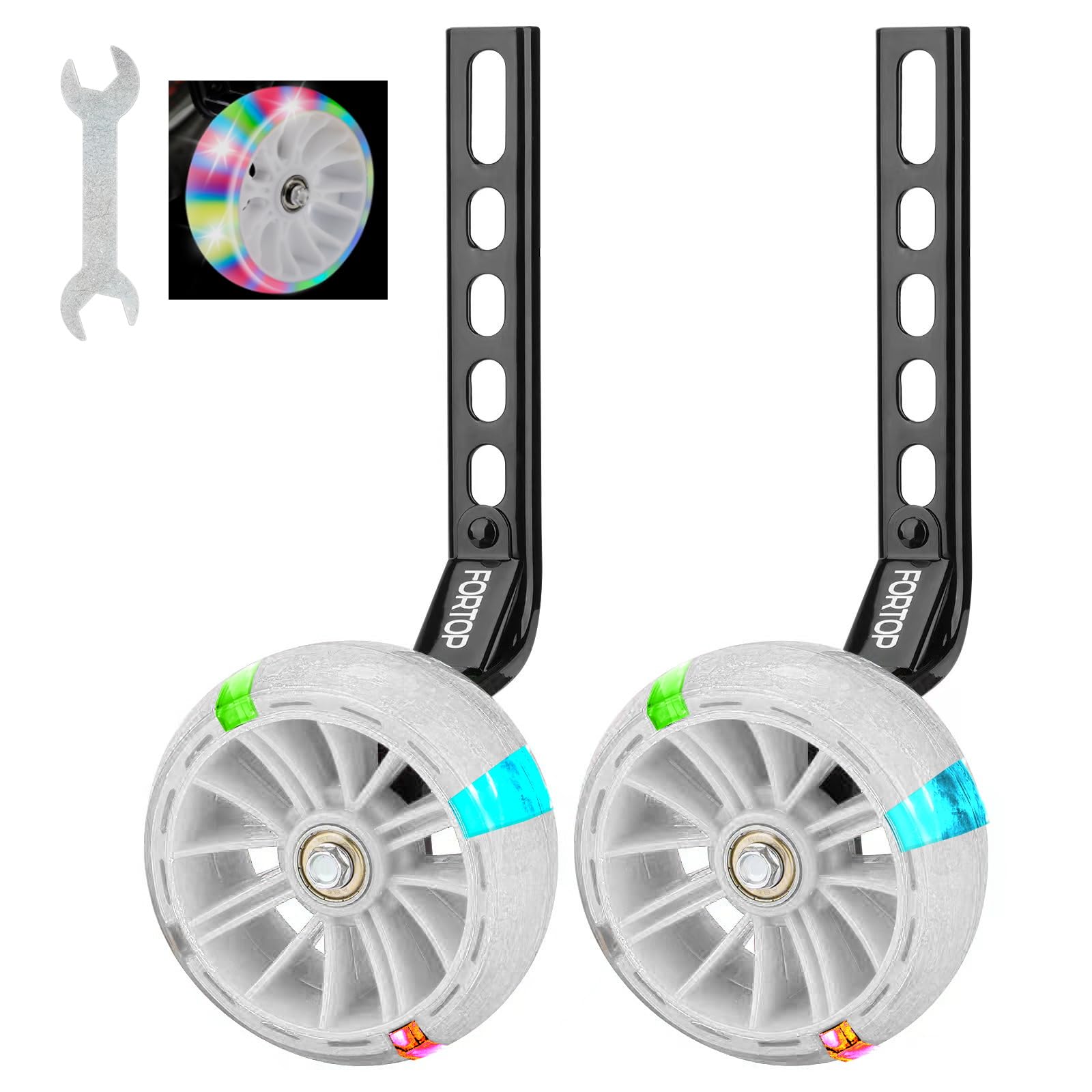 FORTOP Kids' Bike Stabilizers Training Wheels - Heavy-Duty Durable Steel for 12-20 Inch Single Speed Bicycle, Durable Easy Install & Rust-Resistany for Safe Riding (Ages 3-8) (White, 12inch-20inch)