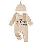 SHUING Newborn Baby Boy Western Clothes Long Sleeve Horse Print Ribbed Jumpsuit Hat 2pcs Fall Winter Coming Home Outfits