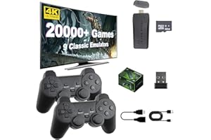 SUNZONEFLO Retro Game Console - Retro Play Game Stick,Plug and Play Video Game Stick, 9 Classic Emulators,4K HDMI Output,Plug and Play Video Game Stick Built in 20000+ Games with 2.4G Wireless Controllers(64G)