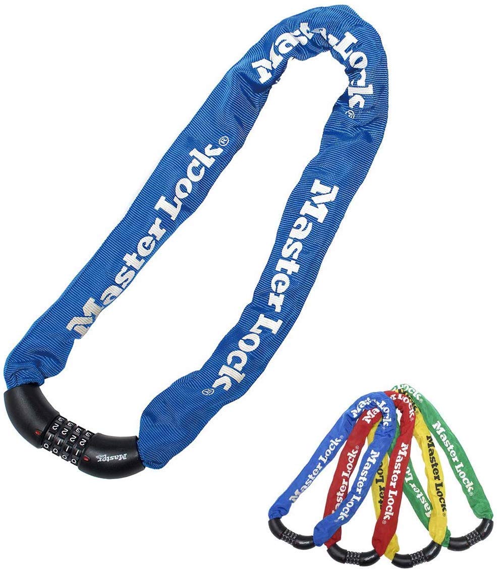 Master Lock Bike Chain Lock, Combination Lock, 90 cm Chain, Random Color 8392EURDPROCOL - Use with Electric, Mountain, Road, Folding Bikes