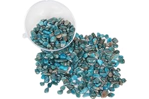 Orientrea 1.1lb Natural Crushed Blue Apatite Crystal Tumbled Chips-Blue Apatite Healing Crystals Chips Bulk, Crushed Crystal Gemstones for Crafts, Beautiful Package for Gift (Blue Apatite)
