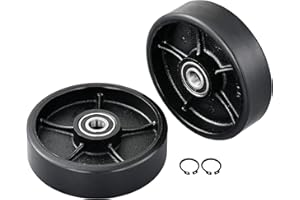 JackCraft Manual Pallet Jack Steering Wheels Set 7 x 2" (180 x 50mm) Poly Tread Black Color,with Bearings pre-installed, incl