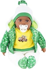 The Magic Toy Shop BiBi Doll 20in Black Ethnic Baby Boy Green Outfit Sounds view 3