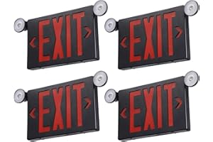 TORCHSTAR Black LED Exit Sign with Emergency Lights, UL 924, Emergency Exit Light with Battery Backup, Adjustable Heads, Double Face, AC 120/277V, Damp Location, Pack of 4