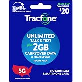 Tracfone $20 Unlimited Talk and Text, 2GB of Data / 30 Days (Smartphone Only)