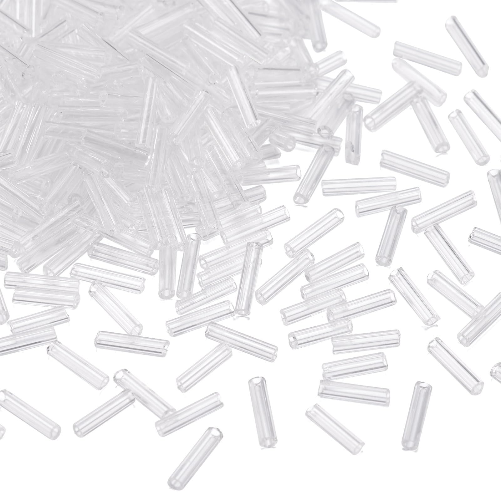 Pandahall 1250pcs/50g Transparent Glass Bugle Beads 6x1.8mm Clear Tube Loose Glass Seed Spacer Bead for Jewelry Making (Clear)