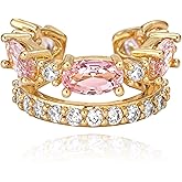 WEARON Ear Cuff Earrings for Women, Ear Cuffs Non Piercing, 14K Gold Plated Jewelry Zircon Diamond Turquoise Earrings Hypoallergenic Jewelry Gifts for Woman