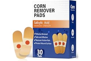 QIYANA Corn Remover Pads for Toes and Feet, Maximum Strength 40% Salicylic Acid Medicated Treatment - Fast-Acting Adhesive Patches for Corn, Callus & Dead Skin Removal, 30 Count