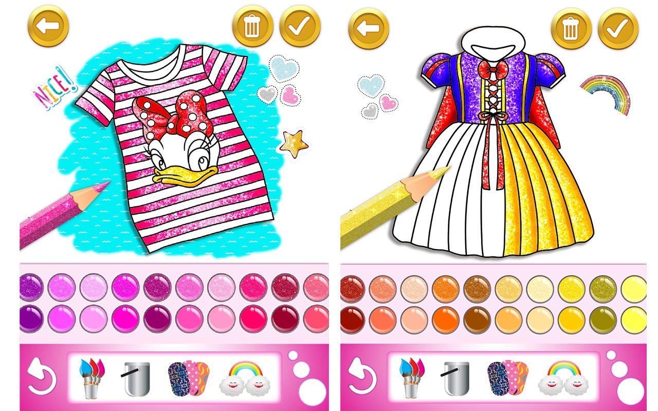 Glitter dress coloring and drawing book for