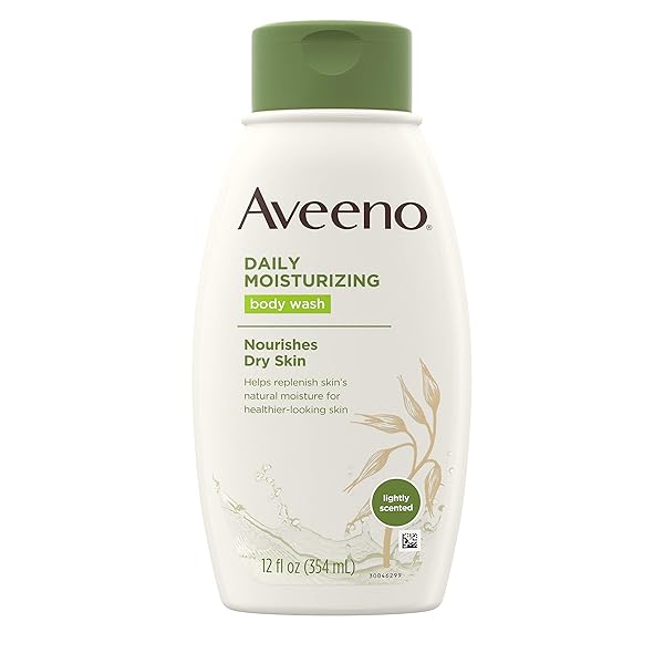 AVEENO DAILY MOISTURIZING BODY WASH WITH SOOTHING OAT, CREAMY SHOWER GEL, SOAP-FREE AND DYE-FREE, LIGHT FRAGRANCE, 12 FL. OZ