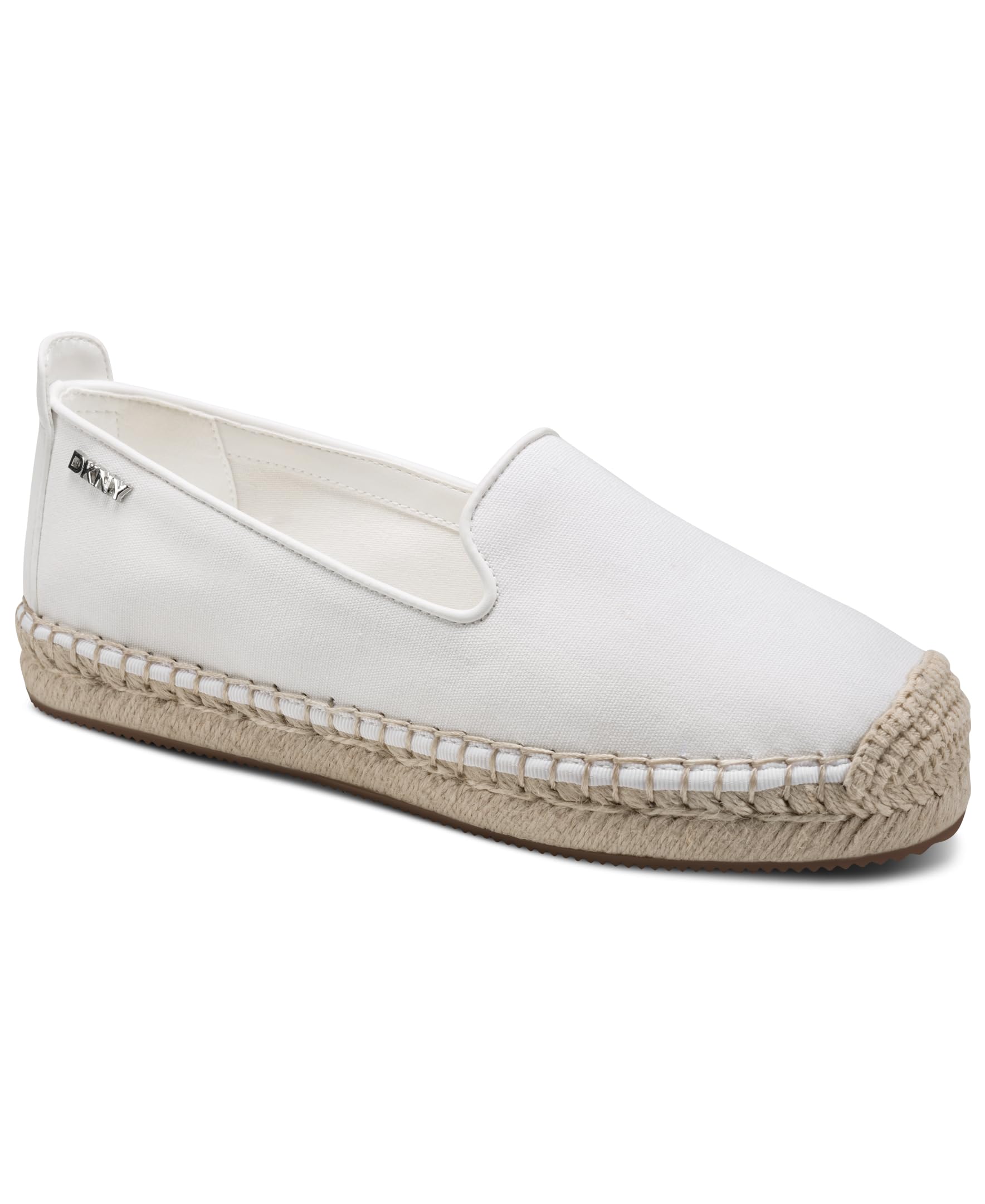 DKNY Women’s Mallandra Espadrille Closed Toe Sandal Mule, White, 9.5