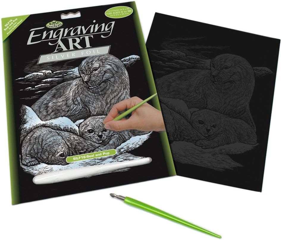 Royal & Langnickel Silver Engraving Art A4 Size Seal and Puppy Designed Painting Set