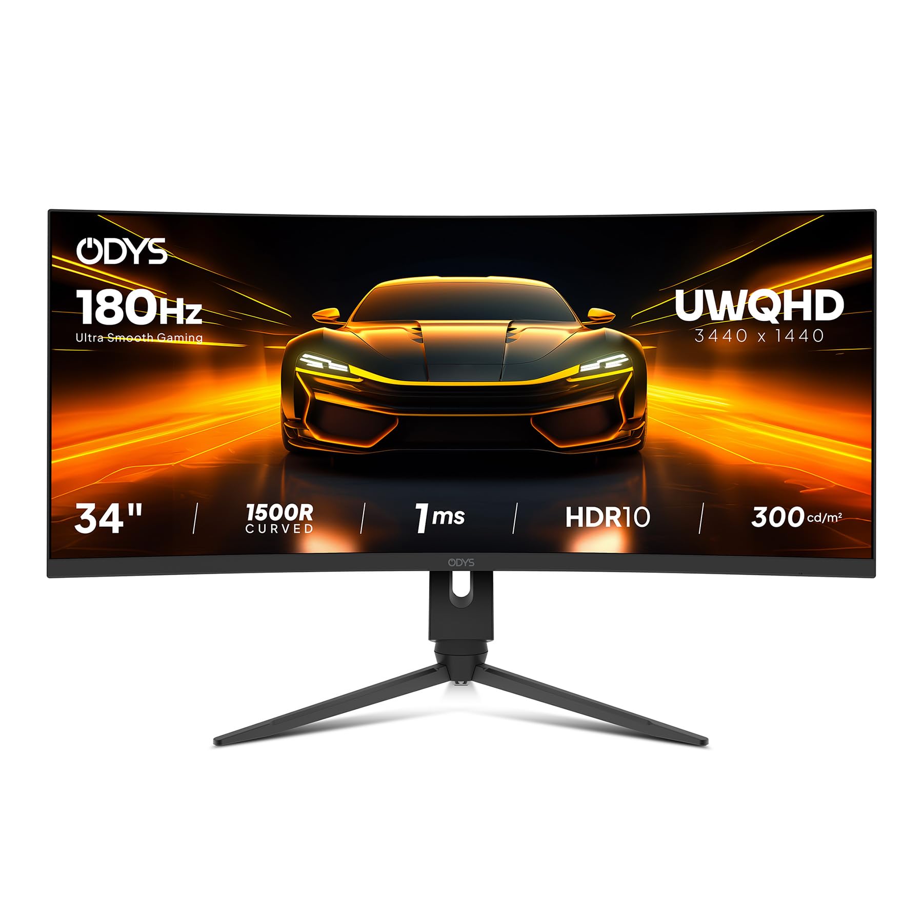 ODYS XP34 PRO-X Curved Gaming Monitor – 34 Zoll (86 cm) UWQHD (3440x1440), 180 Hz (DP), 1ms Reaktionszeit (MPRT),125% sRGB, HDR10, FreeSync/G-Sync komp., 1500R, Pip/PBP, 2X HDMI 2.1, 2X DisplayPort