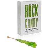 Light Green Rock Candy Sugar Sticks - Watermelon Flavored - 12 Individually Wrapped Light Green Party Favors