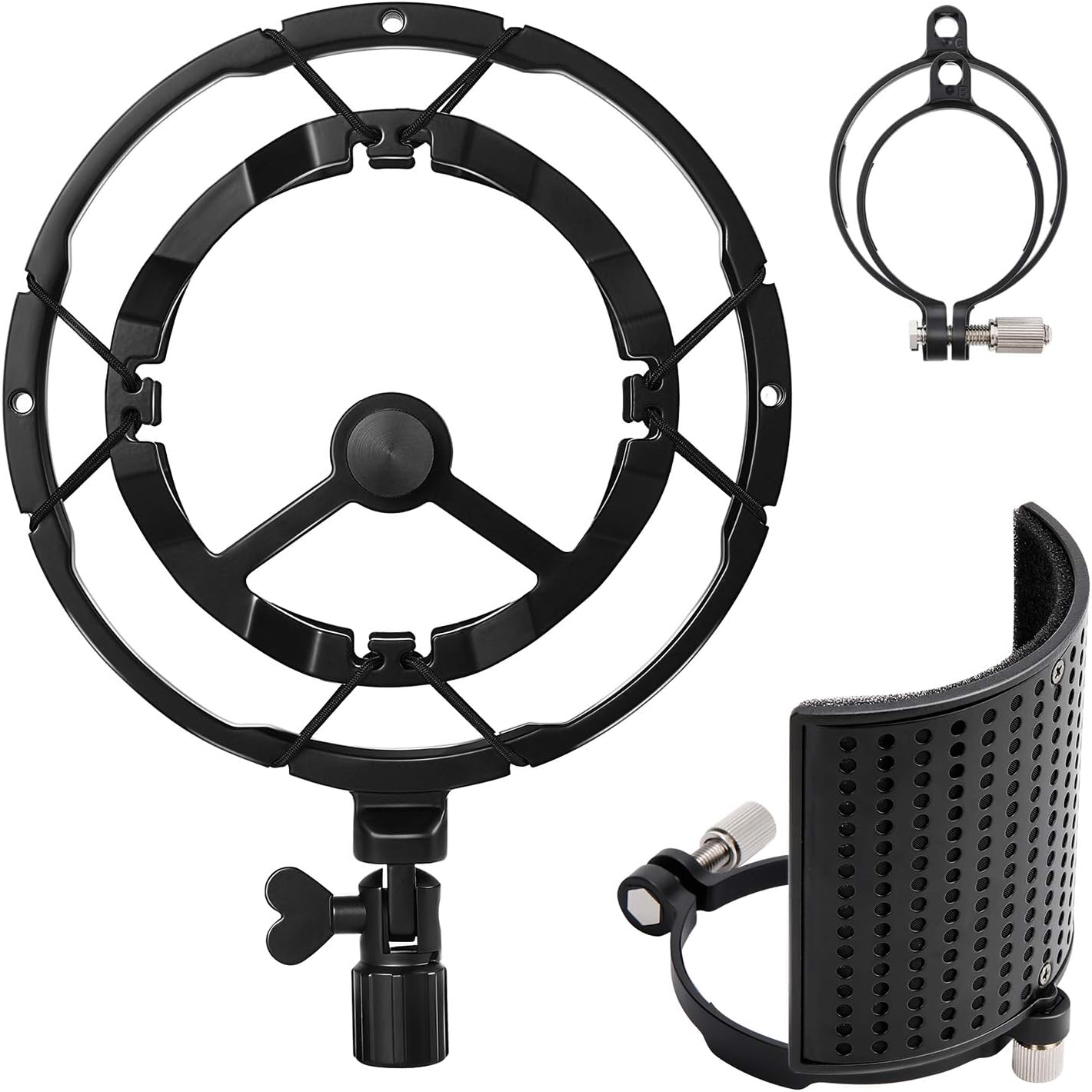 Moukey Microphone Shock Mount with 3 Layer Pop Filter, Mic Shock Mount