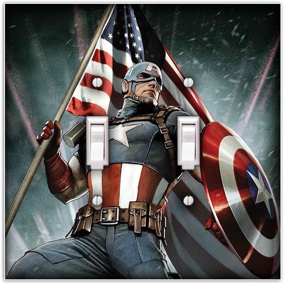 Captain America Decorative Double Toggle Light Switch Plate Cover