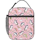ainori Reusable Cute Lunch Box for Kids Girls Boys Women Adult, Insulated Cartoon Lunch Bag,Polyester Cooler Handbags Case for School Picnic Work Travel Beach or Hiking (Rainbow Unicorn Star,Pink)