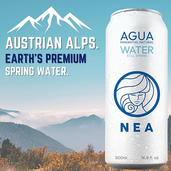NEA CANNED WATER – AUSTRIAN ALPS SPRING MINERAL CAN WATER IN ALUMINUM CANS – PLASTIC FREE BPA FREE 16.9OZ (1 CASE – PACK OF 12)
