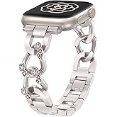Wearlizer Compatible with Apple Watch Bands for Women 41/40/38/44/45/46/49/42mm, Dressy Fancy Bling Metal Chain Strap Pretty Designer Bracelet for iWatch Series 11 10 9 8 7 6 5 4 3 SE/Ultra 3 2 1