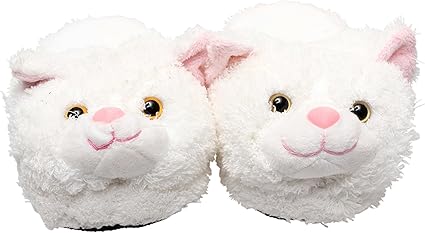 white cat slippers