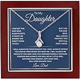 ROMESIA To My Daughter Necklace From Dad With Heartfelt Message, Daughter Birthday Present From Dad, Jewelry Gifts For Graduation for Her From Mom or Daddy, 14K Pendant