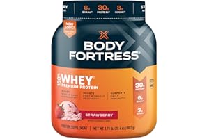 Body Fortress 100% Whey, Premium Protein Powder, Strawberry, 1.78lbs (Packaging May Vary)