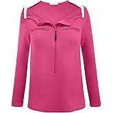 Deyeek Chemo Port Shirts for Women 2 Side Snaps Long Sleeve Shoulder Post Surgery Clothing Dialysis Breast Cancer Shirts