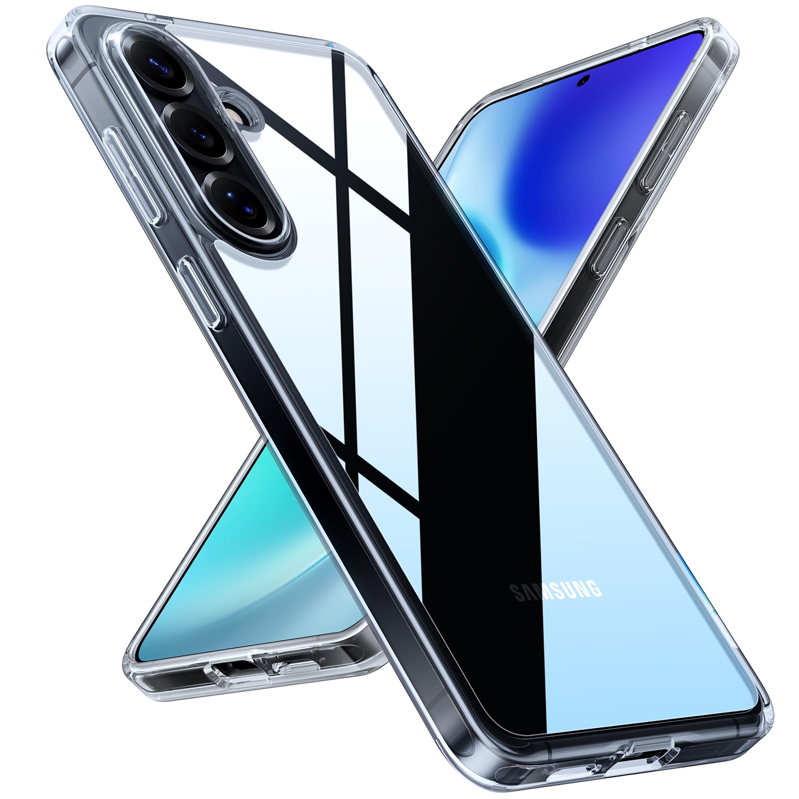 Photo 1 of TORRAS Shockproof for Samsung Galaxy S26 Case, [Not Yellowing] [12FT Military-Grade Protection] Thin & Soft Touch Transparent Case for Samsung S26 with 3 Colors DIY Buttons [Anti-Slip], Diamond Clear