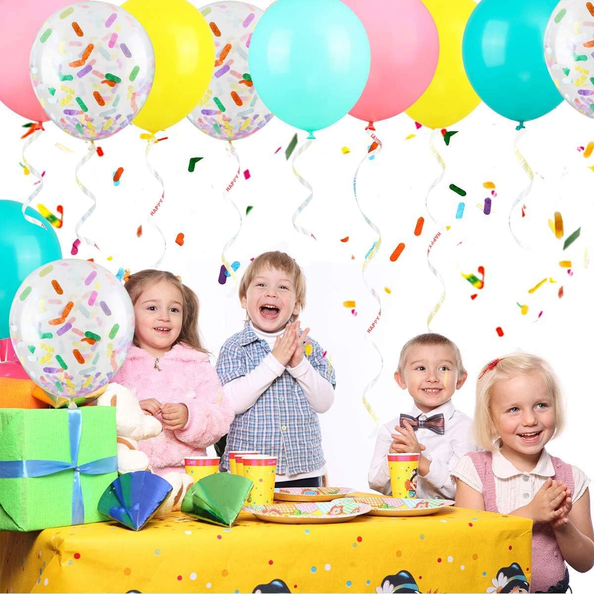 500 Yards Happy Birthday Printed Crimped Curling Ribbon Balloon String Roll Gift Wrapping Ribbon for Party Festival Art Craft Decor Florist Flowers Decoration Supplies: Health & Personal Care