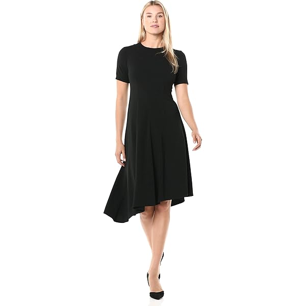 knee length dresses for ladies Faux Wrap Midi Dress main image 0