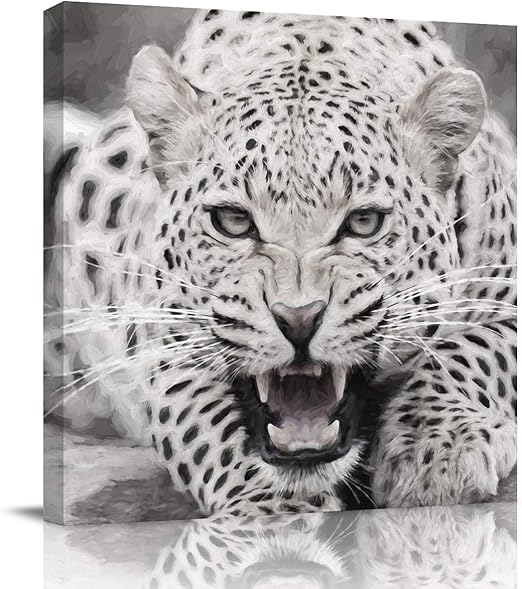 Amazon Com Colorsum Canvas Prints Wall Art Black And White Roaring Cheetah Wall Decor Home Decoration Stretched Gallery Canvas Wrap Giclee Print Ready To Hang 20x20inch Posters Prints