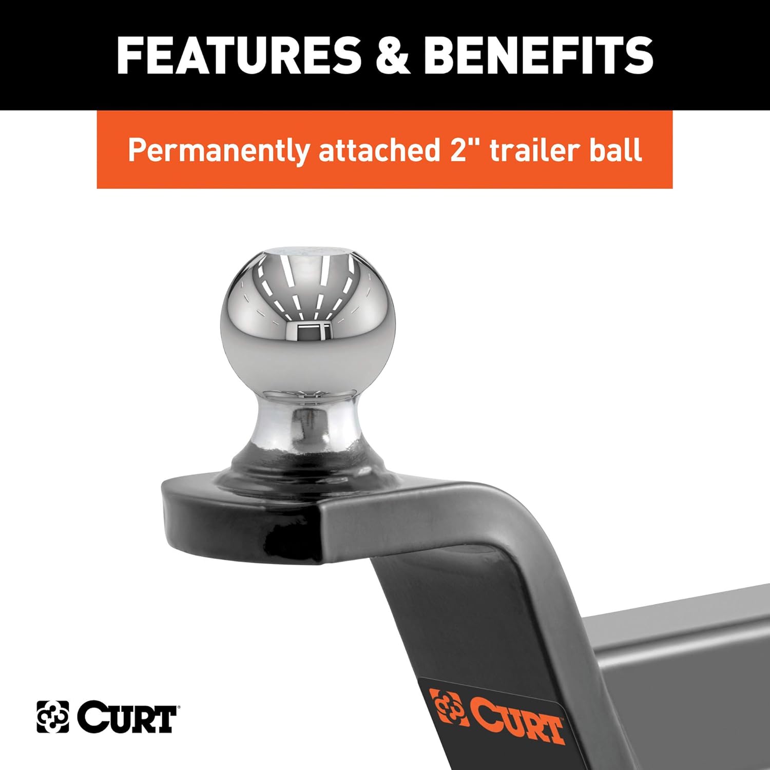 CURT 45155 Fusion Trailer Hitch Mount with 2-Inch Ball & Pin, Fits 2-In Receiver, 7,500 lbs, 2" Rise: Automotive
