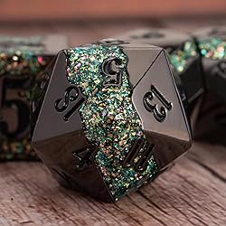 Black Glitter Metal Dice Set,Polyhedral Stripe DND