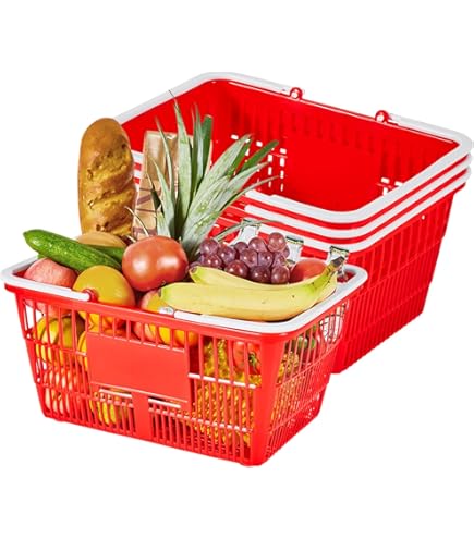 UNIRMEV Lot De 6 Paniers à Provisions Avec Poignées En Métal Noir - Panier à Provisions Portable En Maille Métallique Pour Magasin De Détail, épicerie, Cuisine, Supermarché, Jardin