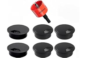 LGSFTBFS Desk Grommet & Cable Grommet 2.36Inch (6 Pack) - Black Desk Hole Cover with Hole Saw for Office, TV Stand, Workstati