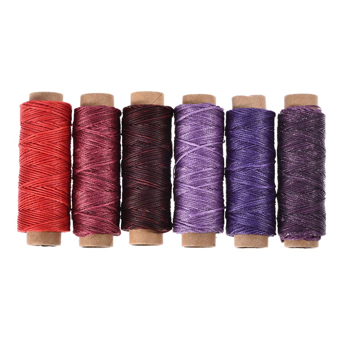 sourcing map 6 Colors Leather Sewing Thread Set 55 Yards 175D/1mm Polyester Flat Waxed Cord for Hand Stitching Leather Bookbinding