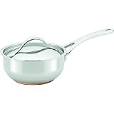 Anolon Nouvelle Stainless Steel Sauce Pan/Saucepan/Saucier with Lid, 2.5 Quart, Silver