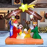 Vigdur Christmas Nativity Scene Outdoor, 6FT Christmas Inflatables Nativity Sets with LED Lights, Blow Up Yard Decorations for Yard Garden Lawn Winter Holiday Supplies Décor