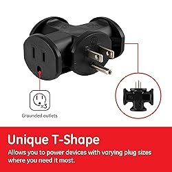 GE 3-Outlet Extender, T-Shaped Adapter