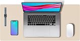 Aothia PU Leather Desk Pad 60x35cm Beige Large Keyboard Mat