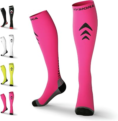 Rymora Compression Socks Women Men Pink Small UK 3-6.5 EU 35-39 Cushioned