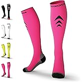 Compression Socks for Women & Men (Cushioned) (One Pair) (Pink) (Medium)