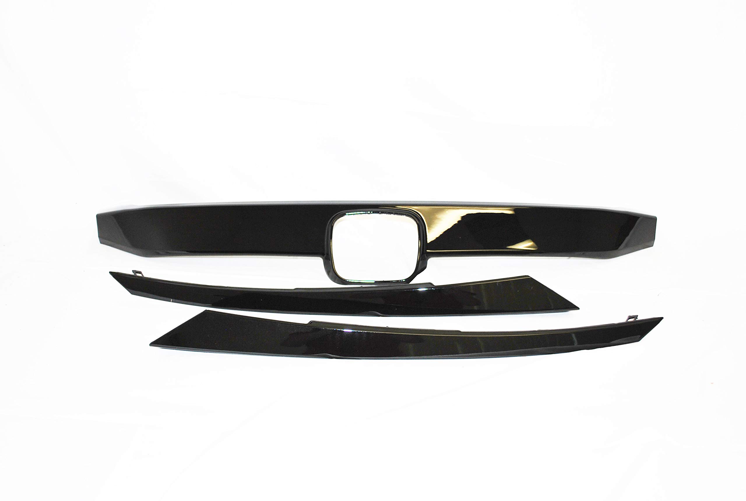 Grille Cover Bonnet & Lip for Honda Civic | 2016 2017 2018 | Glossy Black ABS | by AutoModed
